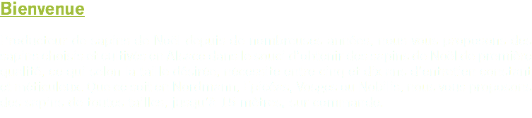 Bienvenue Producteur de sapins de Noël depuis de nombreuses années, nous vous proposons des sapins choisis et cultivés en Alsace dans le souci d’obtenir des sapins de Noël de première qualité, ce qui selon la taille désirée, nécessite entre cinq et dix ans d’entretien constant et méticuleux. Que ce soit en Nordmann, Epicéas, Vosges ou Nobilis, nous vous proposons des sapins de toutes tailles, jusqu’à 15 mètres, sur commande.